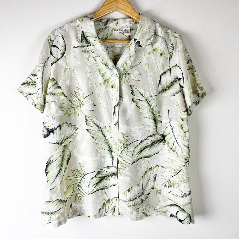 2/$30 Linden Hill Silk Button Down Short Sleeve Shirt L
